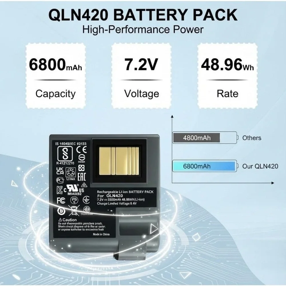 Zebra QLN420 ZQ630 ZQ63-AUWA000-00 ZQ63-ACFA, Li-Ion Replacement Battery Pack